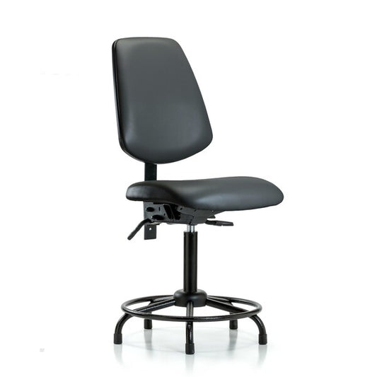 Blue Ridge Ergonomics VMBCH-MB-RT-T0-A0-RG-8823 Rutledge Vinyl Chair - Medium Bench Height with Round Tube Base, Medium Back, & Stationary Glides in Carbon Supernova™ Vinyl