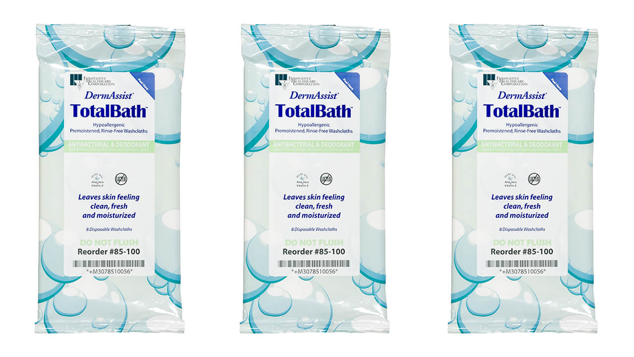 Innovative Healthcare 85-100 Totalbath Bath Cloth - 8" X 8", 8/Pk, 30 Pk/Cs