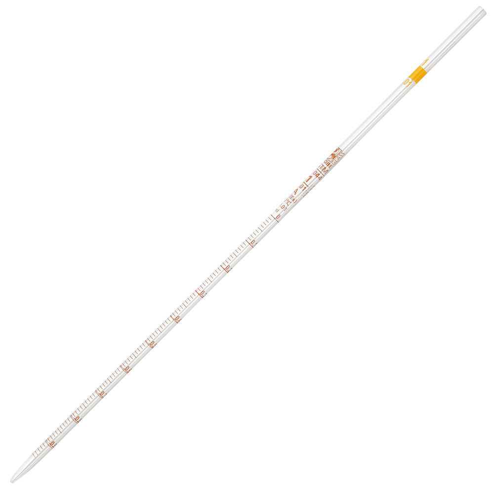 Globe Scientific 8500002 Pipette Serological Globe Glass Reusable 2mL Class A To Deliver (TD) 0.1 Graduations Green Band 6/Box