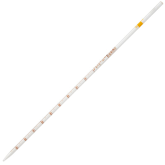 Globe Scientific 8510001A Pipette Serological Globe Glass Reusable 1mL To Deliver (TD) 0.01 Graduations Yellow Band ASTM E1044 6/Box