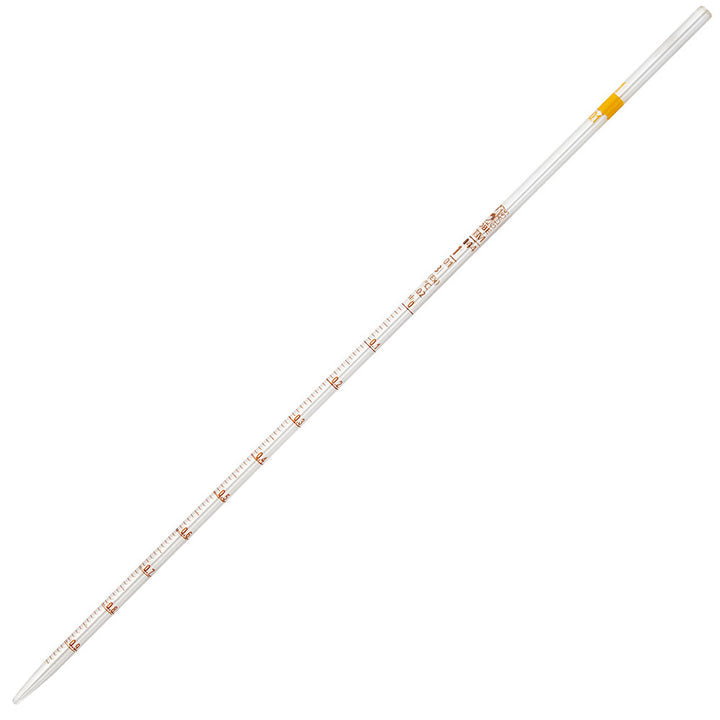 Globe Scientific 8510001 Pipette Serological Globe Glass Reusable 1mL To Deliver (TD) 0.1 Graduations Red Band ASTM E1044 6/Box