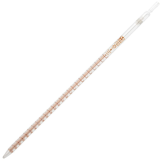 Globe Scientific 8510025 Pipette Serological Globe Glass Reusable 25mL To Deliver (TD) 0.1 Graduations White Band ASTM E1044 6/Box