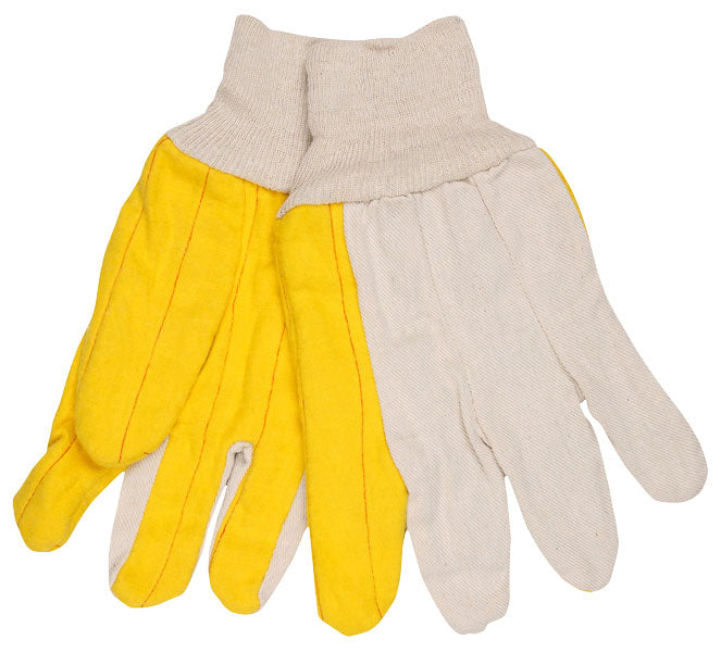 MCR Safety 8516 Chore Work Gloves Golden Quilted Fleece Palm Natural Canvas Back and Knit Wrist Regular Weight (1 DZ)