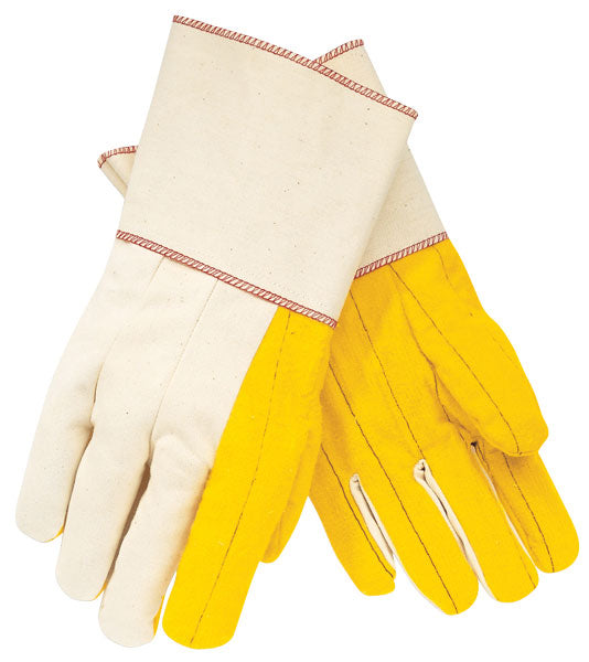 MCR Safety 8516G Chore Work Gloves Golden Quilted Fleece Palm Natural Canvas Back 5 Inch Gauntlet Cuff Regular Weight (1 DZ)