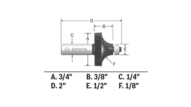 Bosch 85290MC 1/8 In. X 3/8 In. Carbide-Tipped Roundover Router Bit