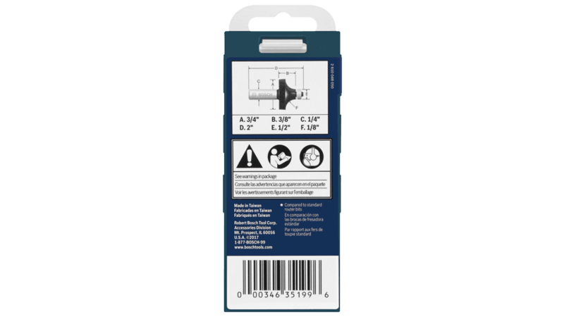 Bosch 85290MC 1/8 In. X 3/8 In. Carbide-Tipped Roundover Router Bit