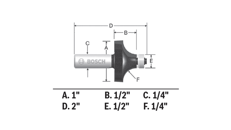 Bosch 85294MC 1/4 In. X 1/2 In. Carbide-Tipped Roundover Router Bit