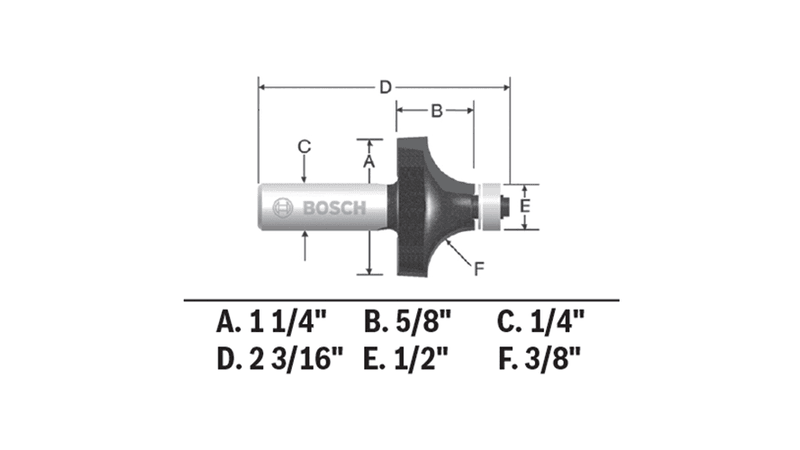 Bosch 85296MC 3/8 In. X 5/8 In. Carbide-Tipped Roundover Router Bit