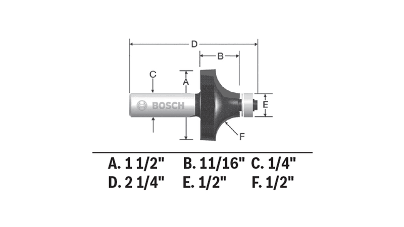 Bosch 85297MC 1/2 In. X 11/16 In. Carbide-Tipped Roundover Router Bit