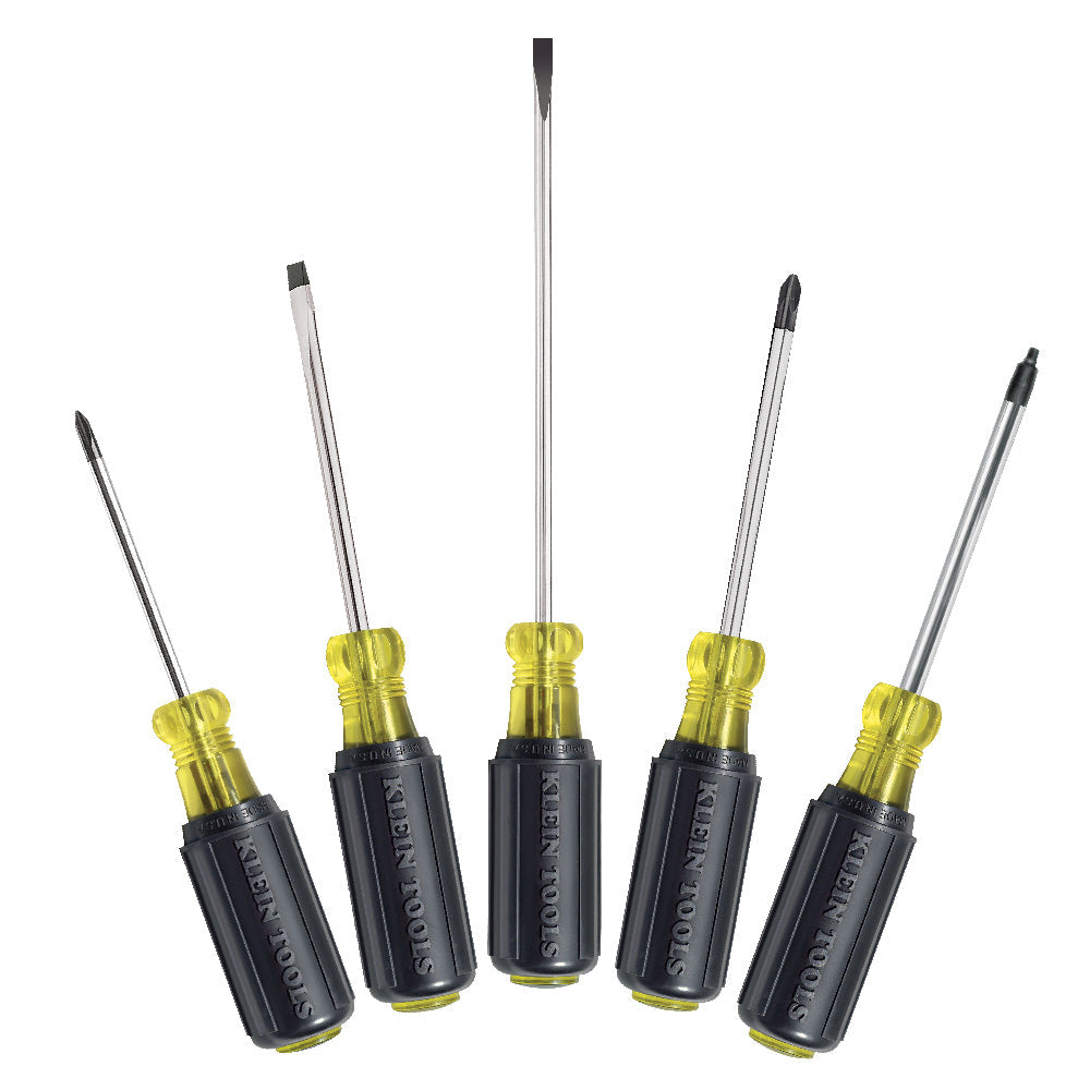 Klein Tools 85445 Screwdriver Set, Slotted, Phillips and Square, 5-Piece