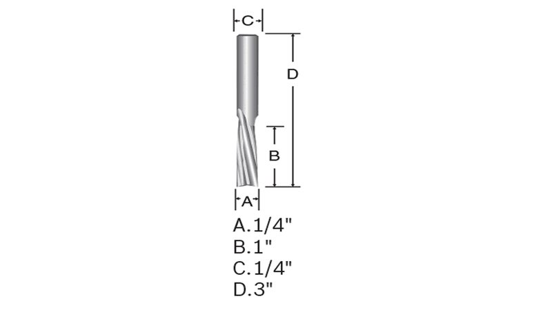 Bosch 85611M 1/4 In. Solid Carbide Double Flute Acrylic Router Bit