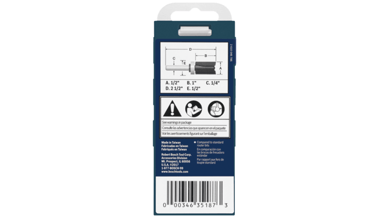 Bosch 85680MC 1/2 In. X 1 In. Carbide-Tipped Double-Flute Top-Bearing Straight Trim Router Bit