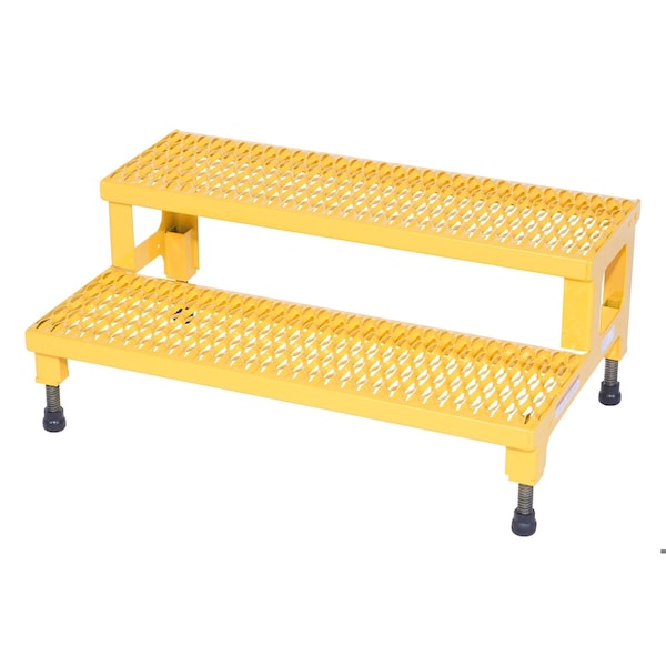 Vestil ASP-36 Adjustable Step Stand, 2 Step, 36 x 23", 15.25 Overall Height, Steel, Yellow