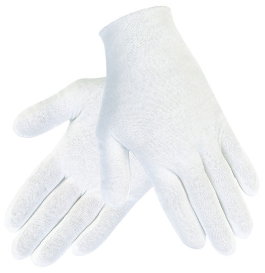 MCR Safety 8600 White Inspectors Gloves Reversible and Unhemmed Blended Polyester Cotton Lisle Straight Thumb (1 DZ)