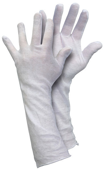 MCR Safety 8614C Long White Inspectors Gloves Reversible and Unhemmed 100% Cotton Lisle 14 Inch Length Straight Thumb (1 DZ)