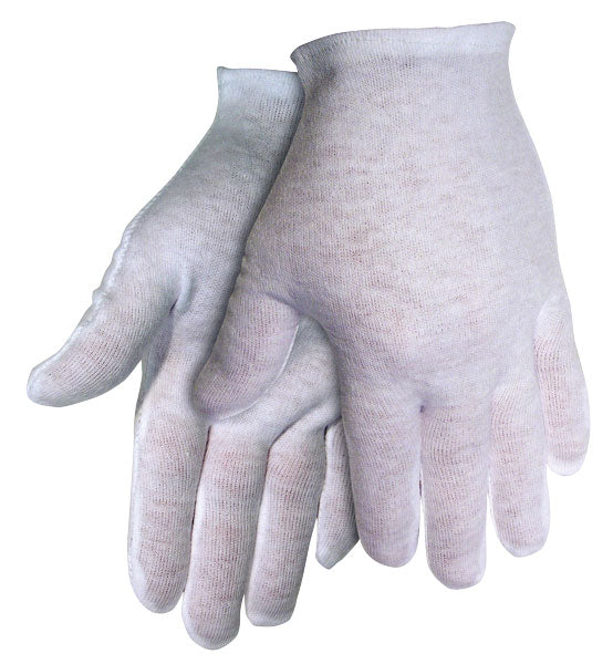 MCR Safety 8620C White Inspectors Gloves Reversible and Hemmed 100% Cotton Lisle Straight Thumb Medium Weight (1 DZ)