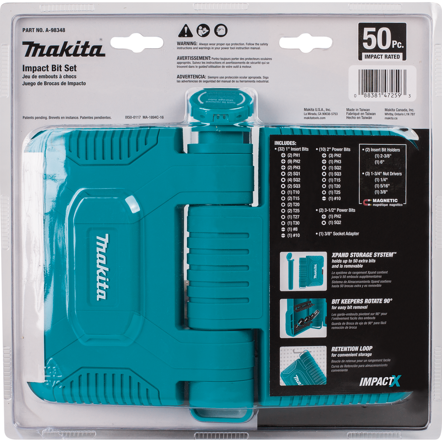 Makita A-98348 ImpactX, 50 Pc. Driver Bit Set