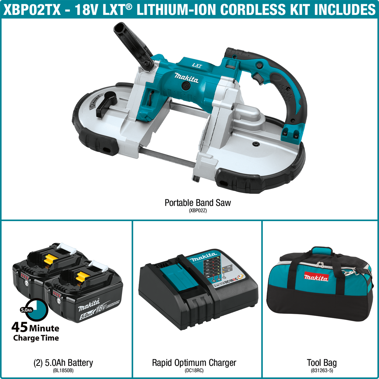 Makita XBP02TX 18V LXT® Lithium‘Ion Cordless Portable Band Saw Kit (5.0Ah)