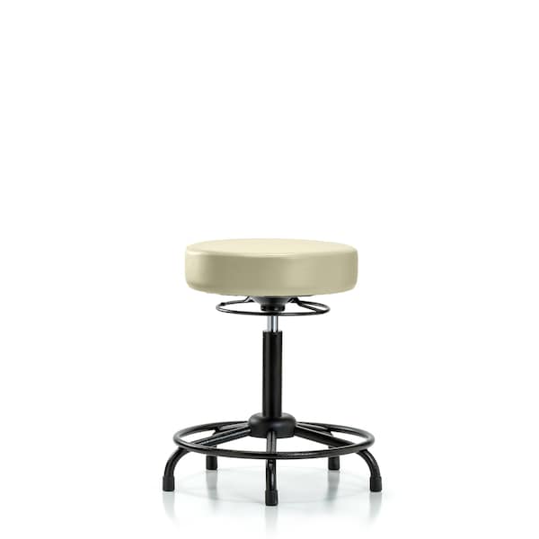 Blue Ridge Ergonomics VMBSO-RT-RG-8501 Rutledge Vinyl Stool without Back - Medium Bench Height with Round Tube Base & Stationary Glides in Adobe White Trailblazer™ Vinyl
