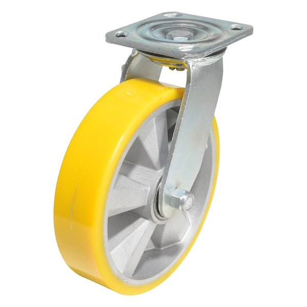 Vestil CST-PY-8X2PUA-S Polyurethane Swivel Caster 8 In. Diameter x 2 In. Width 1212 Lb. Capacity Yellow/Gray
