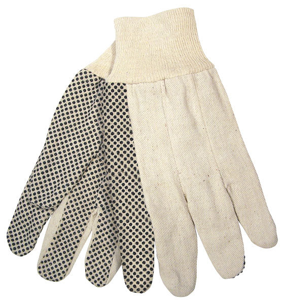 MCR Safety 8808S Dotted Canvas Work Gloves Clute Pattern with Knit Wrist Cotton Polyester Blend Straight Thumb (1 DZ)