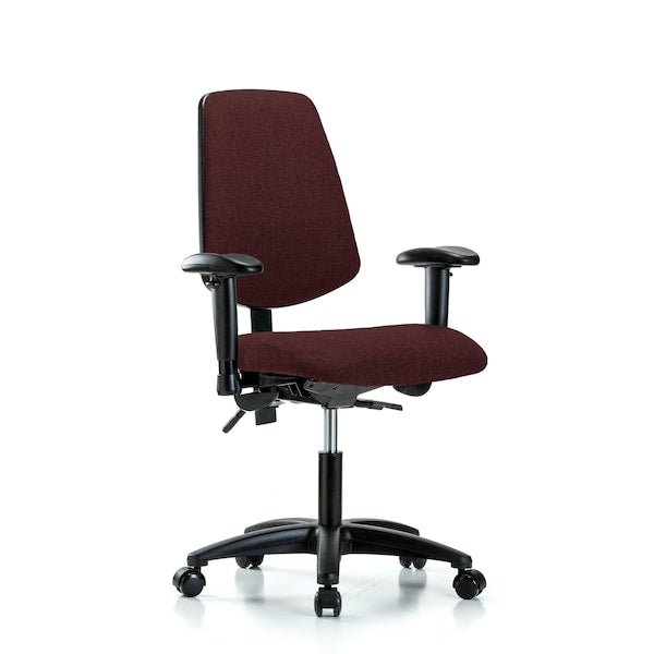 Blue Ridge Ergonomics FDHCH-MB-RG-T0-A1-RC-F41 Rutledge Fabric Chair - Desk Height with Medium Back, Adjustable Arms, & Casters in Burgundy Fabric