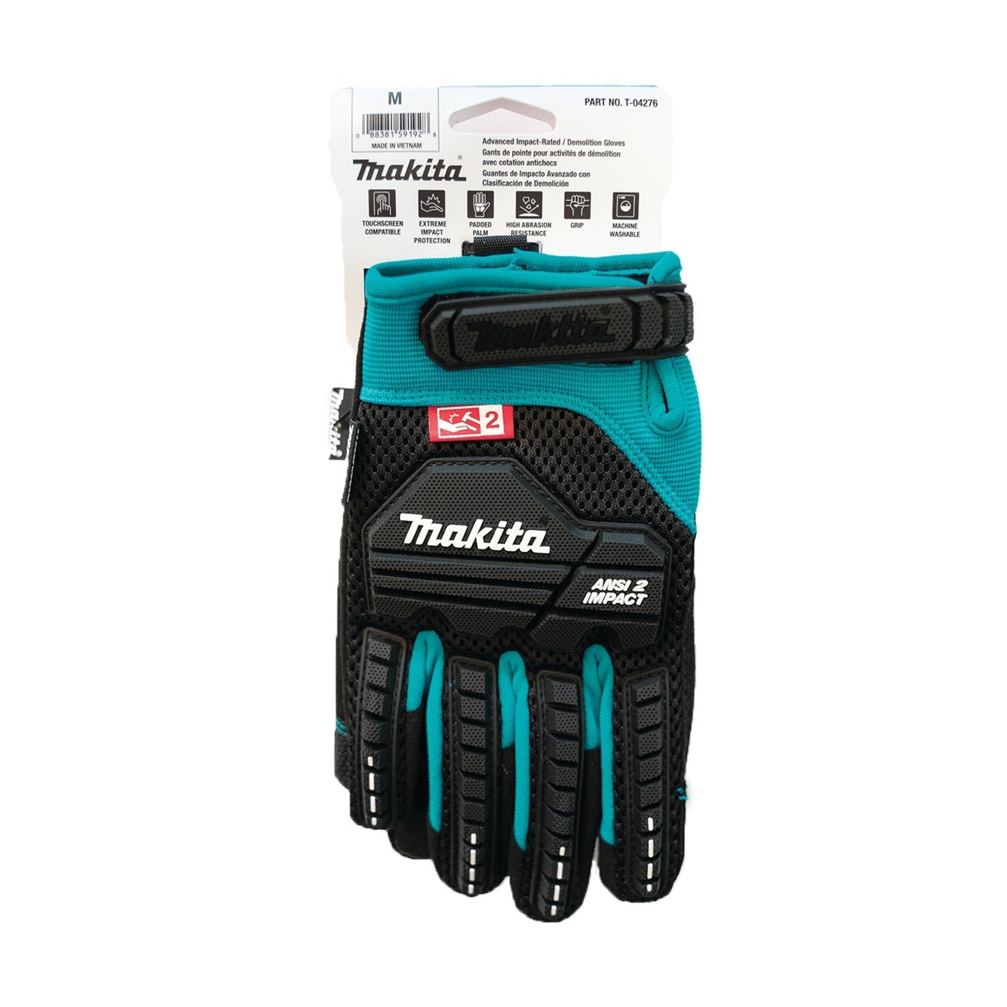 Makita T-04276 Advanced ANSI 2 Impact‘Rated Demolition Gloves (Medium)