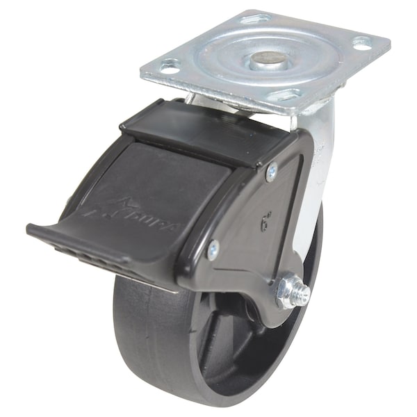 Vestil CST-VE-6X2GFN-SWTB Glass Filled Nylon Swivel With Total Brake Caster 6 In. Diameter x 2 In. Width 1200 lb Black