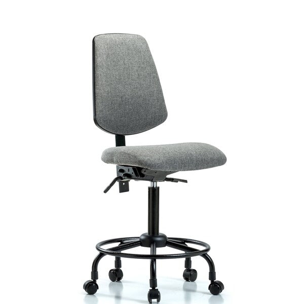 Blue Ridge Ergonomics FMBCH-MB-RT-T1-A0-RC-F44 Rutledge Fabric Chair - Medium Bench Height with Round Tube Base, Medium Back, Seat Tilt, & Casters in Gray Fabric