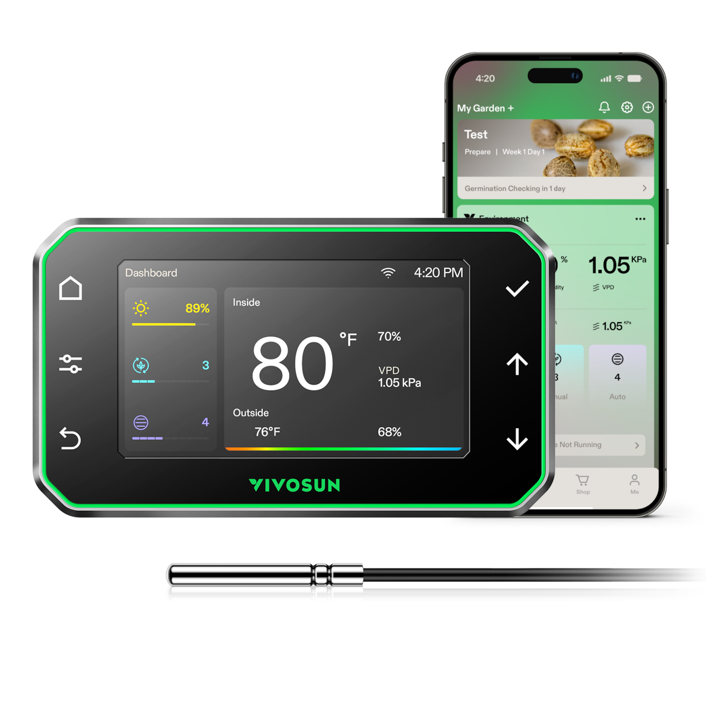 Vivosun GrowHub Controller E42A+ for Grow Tent, Smart Environmental WiFi-Controller with Temperature, Humidity, VPD, Timer, Cycle, Schedule Controls, Cooling