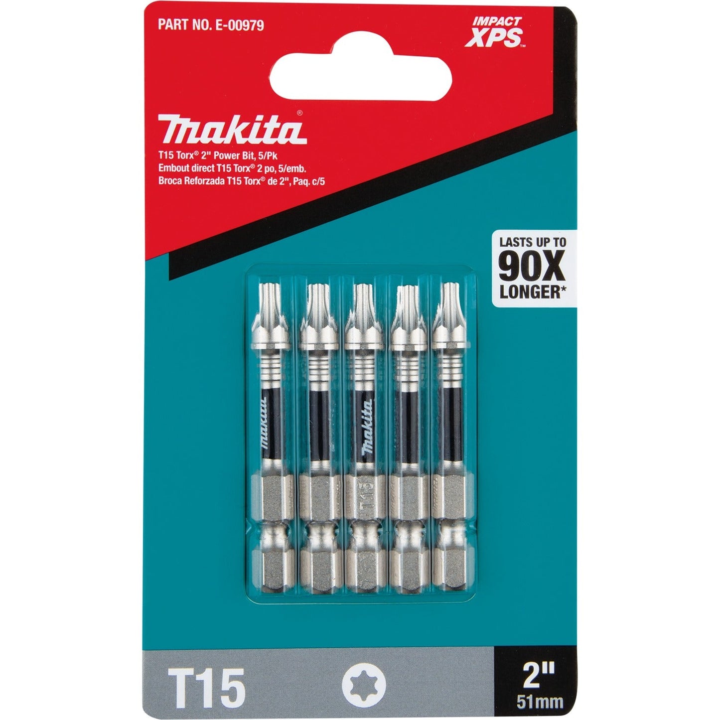 Makita E-00979 Impact XPS® T15 Torx 2" Power Bit, 5/pk