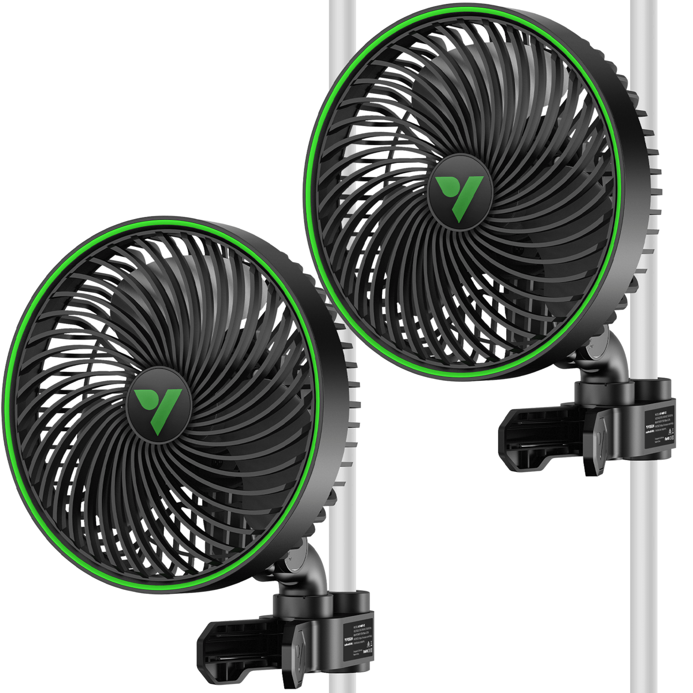 Vivosun 2-Pack AeroWave E6 Gen2, Grow Tent Clip Fan 6”, EC Motor, Smart Control, Powerful Oscillating Fan, Black