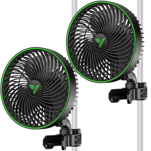 Vivosun 2-Pack AeroWave E6 Gen2, Grow Tent Clip Fan 6”, EC Motor, Smart Control, Powerful Oscillating Fan, Black