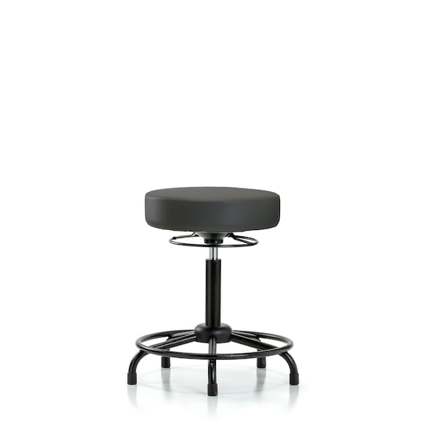 Blue Ridge Ergonomics VMBSO-RT-RG-8605 Rutledge Vinyl Stool without Back - Medium Bench Height with Round Tube Base & Stationary Glides in Charcoal Trailblazer™ Vinyl