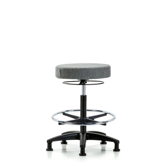 Blue Ridge Ergonomics FHBSO-RG-CF-RG-F44 Rutledge Fabric Stool without Back - High Bench Height with Chrome Foot Ring & Stationary Glides in Gray Fabric