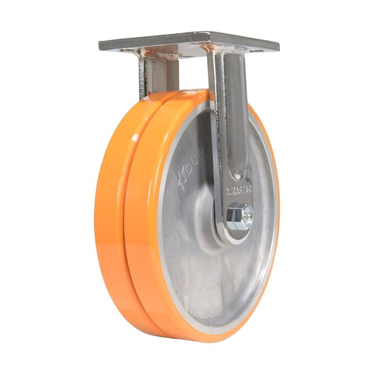 Vestil CST-FXE-8X2DSI-R Sirius Polyurethane Dual Rigid Caster 8 In. Diameter x 2 In. Width 2000 lb Orange/Gray