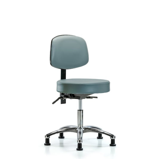 Blue Ridge Ergonomics VDHST-CR-T0-CC-8822 Rutledge Vinyl Stool with Back Chrome - Desk Height with Casters in Storm Supernova™ Vinyl