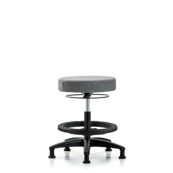Blue Ridge Ergonomics FMBSO-RG-BF-RG-F44 Rutledge Fabric Stool without Back - Medium Bench Height with Black Foot Ring & Stationary Glides in Gray Fabric