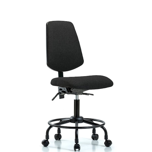 Blue Ridge Ergonomics FDHCH-MB-RG-T1-A0-RC-F42 Rutledge Fabric Chair - Desk Height with Medium Back, Seat Tilt, & Casters in Black Fabric
