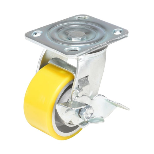 Vestil CST-PY-4X2PUA-SWB Polyurethane Swivel With Brake Caster 4 In. Diameter x 2 In. Width 440 lb Yellow/Gray