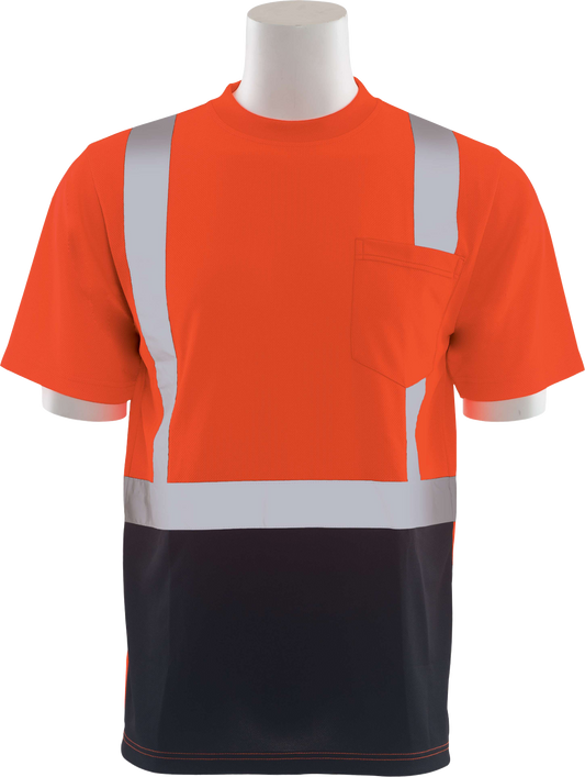 Delta Plus WEL62407OBMD 9006SB Type R, Class 2 Birdseye Mesh Short Sleeve T-Shirt with Black Bottom, Hi Viz Orange, MD