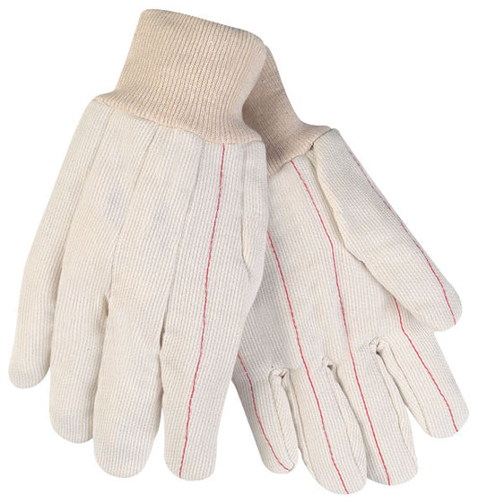 MCR Safety 9018CDPC Double Palm Work Gloves 18 Ounce Corded Cotton Polyester Blend Clute Pattern with Straight Thumb Knit Wrist (1 DZ)