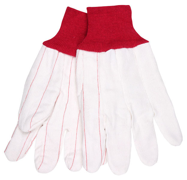 MCR Safety 9018CDPCR Double Palm Work Gloves 18 Ounce Corded Cotton Polyester Blend Clute Pattern with Straight Thumb Red Knit Wrist (1 DZ)