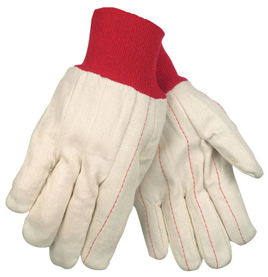 MCR Safety 9018CR Double Palm Work Gloves 18-Ounce Cotton Canvas Shell Polyester Lining Clute Pattern with Straight Thumb Red Knit Wrist (1 DZ)