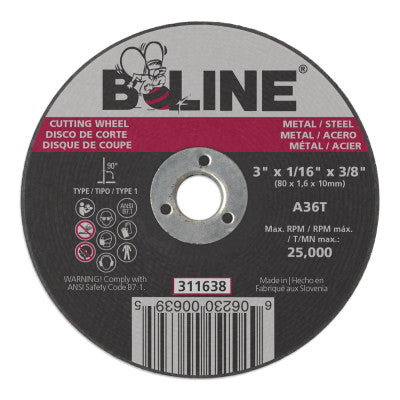 B-Line Abrasives 303538 3 X .035 B-Line T1 Cutting Wheel A60T 3/8 A.H.