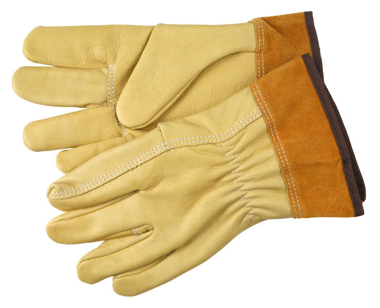 MCR Safety 903L MCR Safety Mechanics Gloves Grain Goatskin Palm with Foam Padding Adjustable Hook and Loop Wrist Closure (1 Pair)