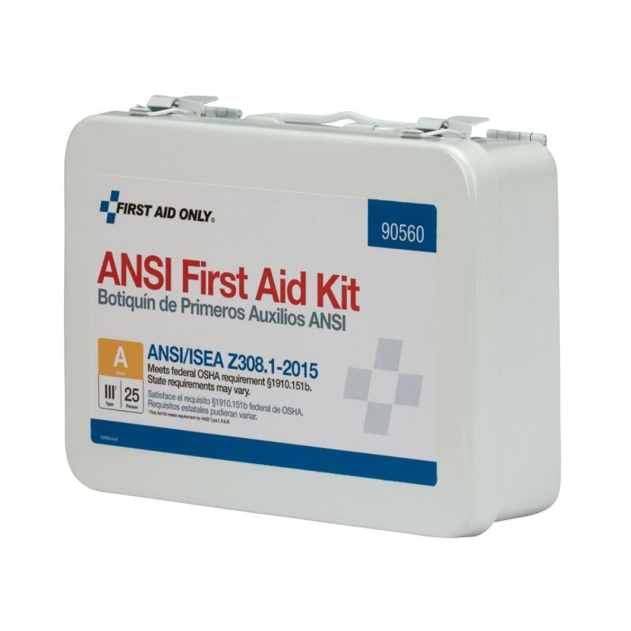 First Aid Only 90560 25 Person First Aid Kit, ANSI 2015 Class A,  Metal Case