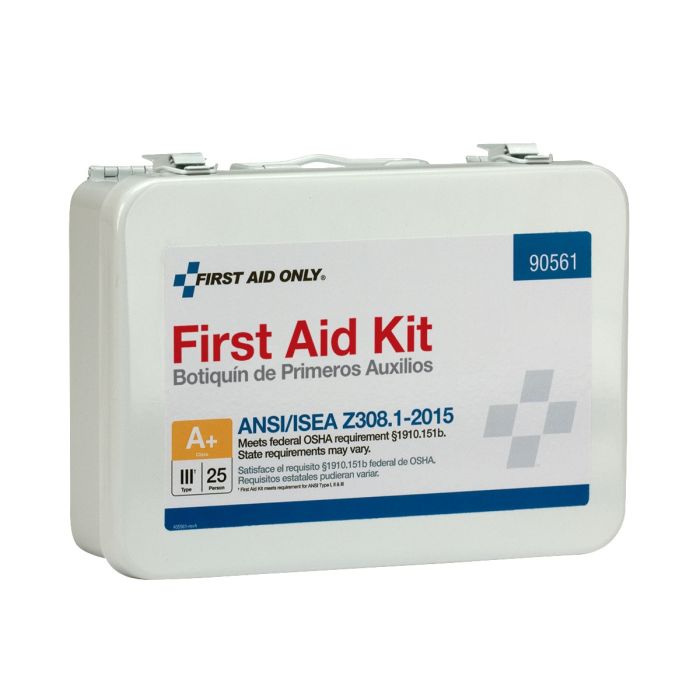 First Aid Only 90561 25 Person First Aid Kit, ANSI 2015 Class A+, Metal Case