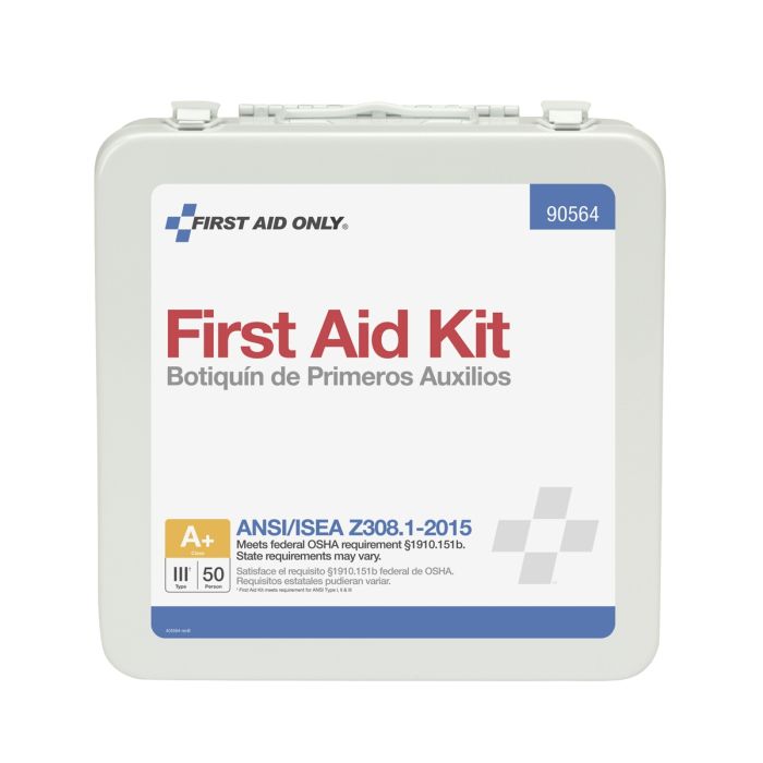 First Aid Only 90564 50 Person First Aid Kit, ANSI 2015 Class A+,  Metal Case