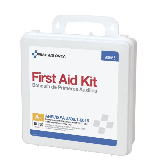 First Aid Only 90565 50 Person First Aid Kit, ANSI 2015 Class A+, Plastic Case